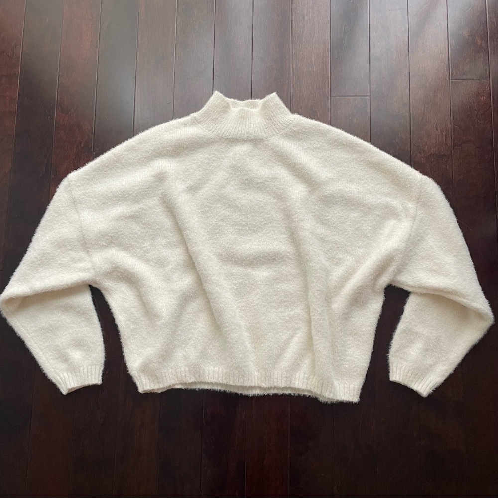 Sincerely Jules Cream Cozy Fuzzy Mock Neck Sweater